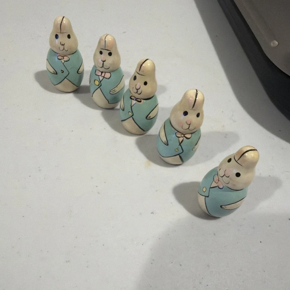 Midwest Of Cannon Falls 11 Pieces‎ Wooden Nesting Easter Bunny Rabbits READ